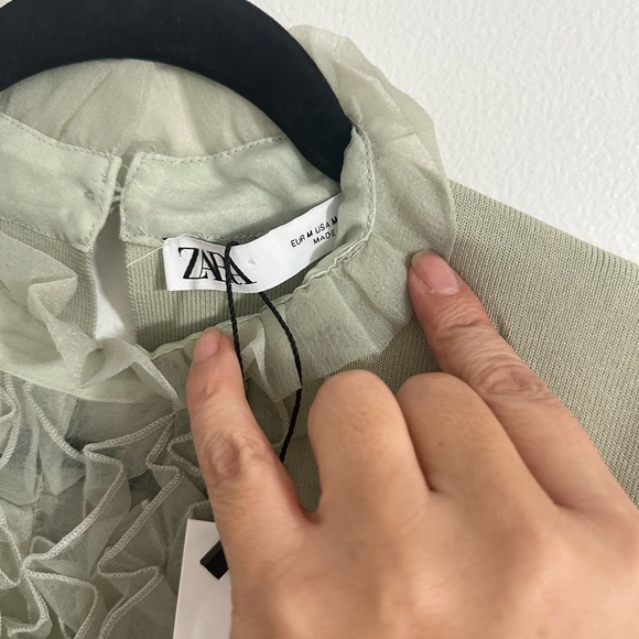 Zara Light Green Ruffle Mini Dress - Picture 3 of 9